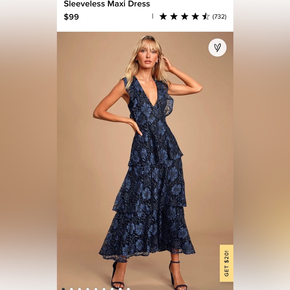 Lulus Navy Blue Lace Ruffled Tiered Maxi Dress